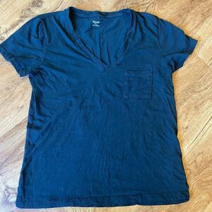 Madewell black short sleeve V neck